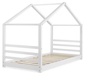 Lit Cabane Vardø avec Matelas Blanc - Bois massif - 98 x 142 x 206 cm