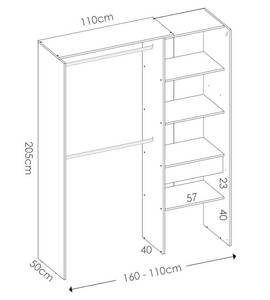 Dressing extensible avec rideau + 1 tiro Blanc