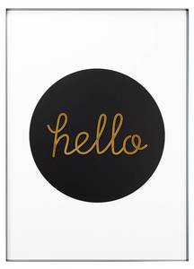 3D Acryl Wandbild Bonjour und Hello Schwarz - Gold - Glas - Kunststoff - 50 x 70 x 3 cm