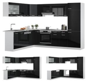 Küchenzeile R-Line Hochglanz Schwarz - Weiß
