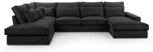 Ecksofa Burla U Schwarz - Holzwerkstoff - 176 x 93 x 398 cm