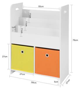 Kinderregal KMB27-W Weiß - Holzwerkstoff - 58 x 76 x 27 cm