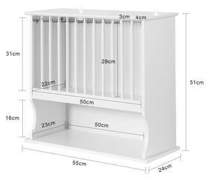 Porte-Assiettes Murale KCR04-W Blanc - Bois manufacturé - 55 x 51 x 24 cm