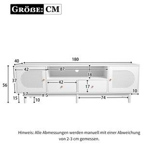 TV-Lowboard Coeus Ⅶ Weiß - Holzwerkstoff - Metall - Massivholz - Holzart/Dekor - 40 x 56 x 180 cm