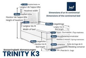 BOXSPRINGBETT mit Bettkasten Trinity K3 Blau - Tiefe: 90 cm