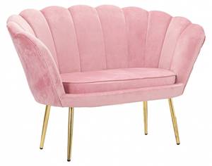 2-Sitzer-Sofa aus Samt Pink - Metall - 74 x 84 x 130 cm