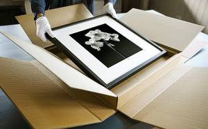 Fotografie limitiert Flower of Peace Schwarz - Weiß - Glas - Papier - 50 x 50 x 3 cm