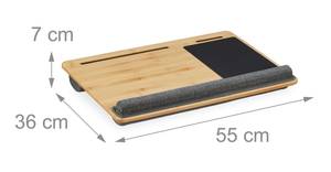 Support pour ordinateur portable Noir - Marron - Gris - Bambou - Matière plastique - Textile - 55 x 7 x 36 cm