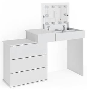 Coiffeuse Lotos blanc avec LED Blanc - Bois manufacturé - 117 x 78 x 45 cm