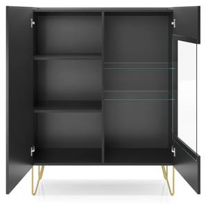 Vitrine HARMONY SC97 2D Noir - Bois manufacturé - Matière plastique - 97 x 122 x 37 cm