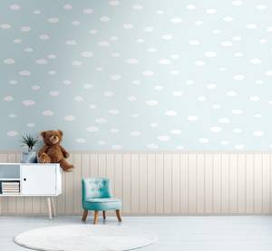 Wallpanel Wolkentapete Blau - Creme