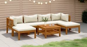 Garten-Lounge-Set (7-teilig) 3011497-19 Weiß - Massivholz - Holzart/Dekor - 65 x 35 x 65 cm