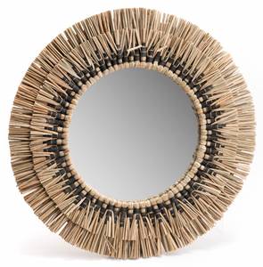 Miroir en paille Ethnique noir 6cm Marron - Fibres naturelles - 1 x 39 x 39 cm