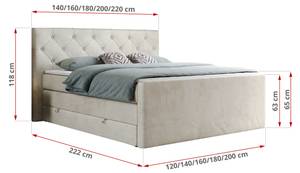 Boxspringbett KING VELEN Beige - Breite: 160 cm - H4 - Textil