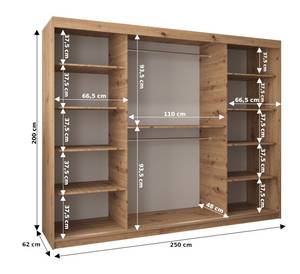 SCHWEBETÜRENSCHRANK VERONA 4 Grauspiegel - Weiß - Breite: 250 cm