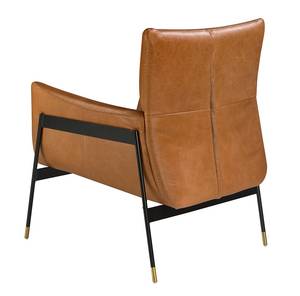 Fauteuil pivotant tapissé de cuir brun Marron - Cuir véritable - Textile - 67 x 87 x 75 cm