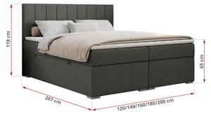 Boxspringbett ALLY Breite: 120 cm - H3 - Textil