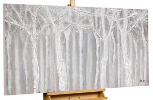 Acrylbild handgemalt Whispering Trees Grau - Massivholz - Textil - 140 x 70 x 4 cm