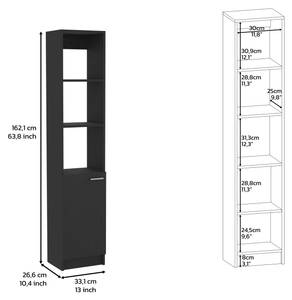 Colonne de salle de bain Malaga Noir - Bois manufacturé - Matière plastique - 33 x 162 x 27 cm