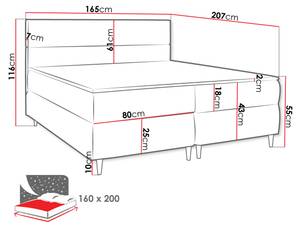 Boxspringbett Flo Hellgrau - Breite: 165 cm