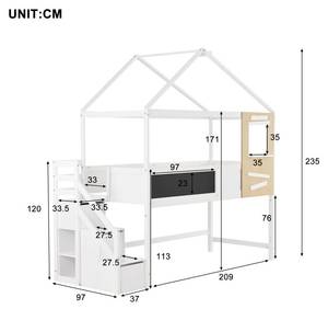 Hausbett BEI AGB21 Weiß - Massivholz - Holzart/Dekor - 97 x 205 x 209 cm