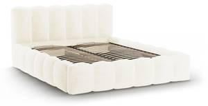 Bett mit Box und Kopfteil LUPINE Hochglanz Beige