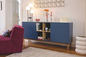 COLOR LIVING Large Sideboard Blau - Blaubeerblau - Eiche Dekor