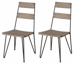 Lot de 2 chaises de jardin teck Gris - Bois massif - Bois/Imitation - 58 x 95 x 46 cm