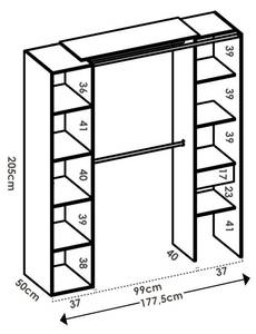 Offener Kleiderschrank BERTRAND Grau - Holzwerkstoff - 141 x 205 x 231 cm