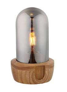 Lampe à poser - GIRO Gris - En partie en bois massif - 15 x 26 x 15 cm
