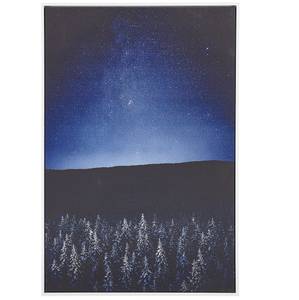 Imprimé sur toile LORETO Noir - Bleu - Blanc - Textile - 63 x 93 x 5 cm