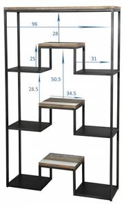 Etagère 3 niveaux XL bois Noir - Métal - 30 x 170 x 100 cm
