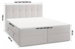 Boxspringbett Oreno Royal Hellgrau - Breite: 184 cm