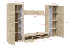 Wohnwand RODAY XL mit LED Eiche Sonoma Dekor