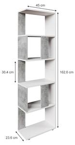 Raumteiler 45cm Beton/Weiß 5 Fächer Beton Dekor - Weiß
