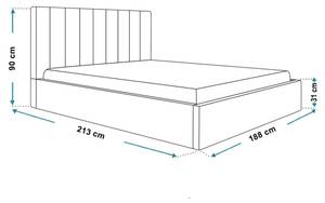 Polsterbett SESTO Grau - Breite: 188 cm