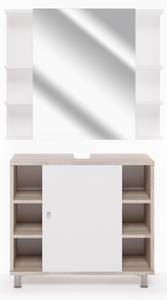 Mobilier de salle de bains Fynn Marron clair - Blanc - 80 x 64 x 32 cm