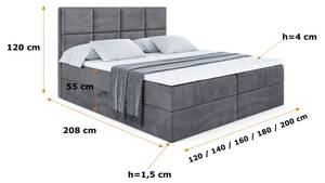 Boxspringbett GALMA Steingrau - Breite: 120 cm - H4