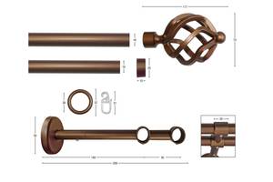 Gardinenstange Rustika 2 lfg. Braun - Breite: 130 cm