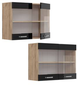 hängende Geschirrschrank R-Line 41114 Schwarz - Braun - Holzwerkstoff - 80 x 60 x 31 cm