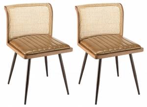 Stuhl und Sessel am Tisch MARCEL 2er Set Braun - Echtleder - 54 x 75 x 45 cm