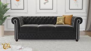 Sofa Karl 3-Sitzer Chesterfield Schwarz