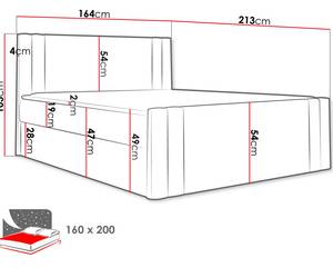 Boxspringbett Carmen Aschgrau - Breite: 164 cm