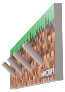 MINECRAFT Wandgarderobe Braun - Grün - Holzwerkstoff - Massivholz - 45 x 13 x 2 cm