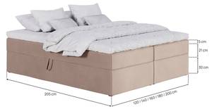 Boxspringbett ohne Kopfteil Simple Beige - Breite: 160 cm - H4