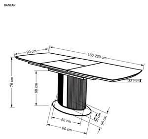 Table à manger Dancan Gris - Bois manufacturé - 220 x 76 x 90 cm