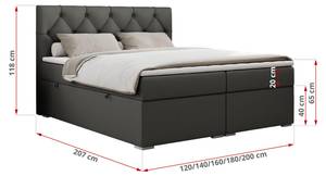 Boxspringbett ALDA Breite: 120 cm - H3 - Kunstleder