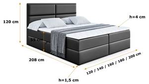 Boxspringbett GRATUN Hochglanz Schwarz - Breite: 200 cm - H4