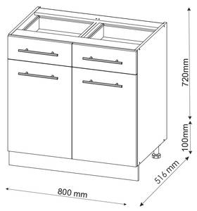 Meuble cuisine Fame-Line 38347 Blanc brillant - Imitation chêne truffier de sonoma - 80 x 82 x 51 cm