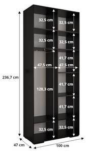 Armoire à portes battantes Inova 3 Noir - Doré - 5 portes